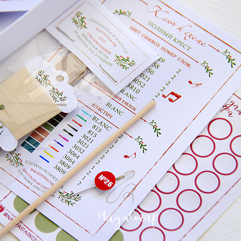 Набор для вышивания крестом «Гном. Скрипач» (ёлочная игрушка на прищепке) — изображение 9